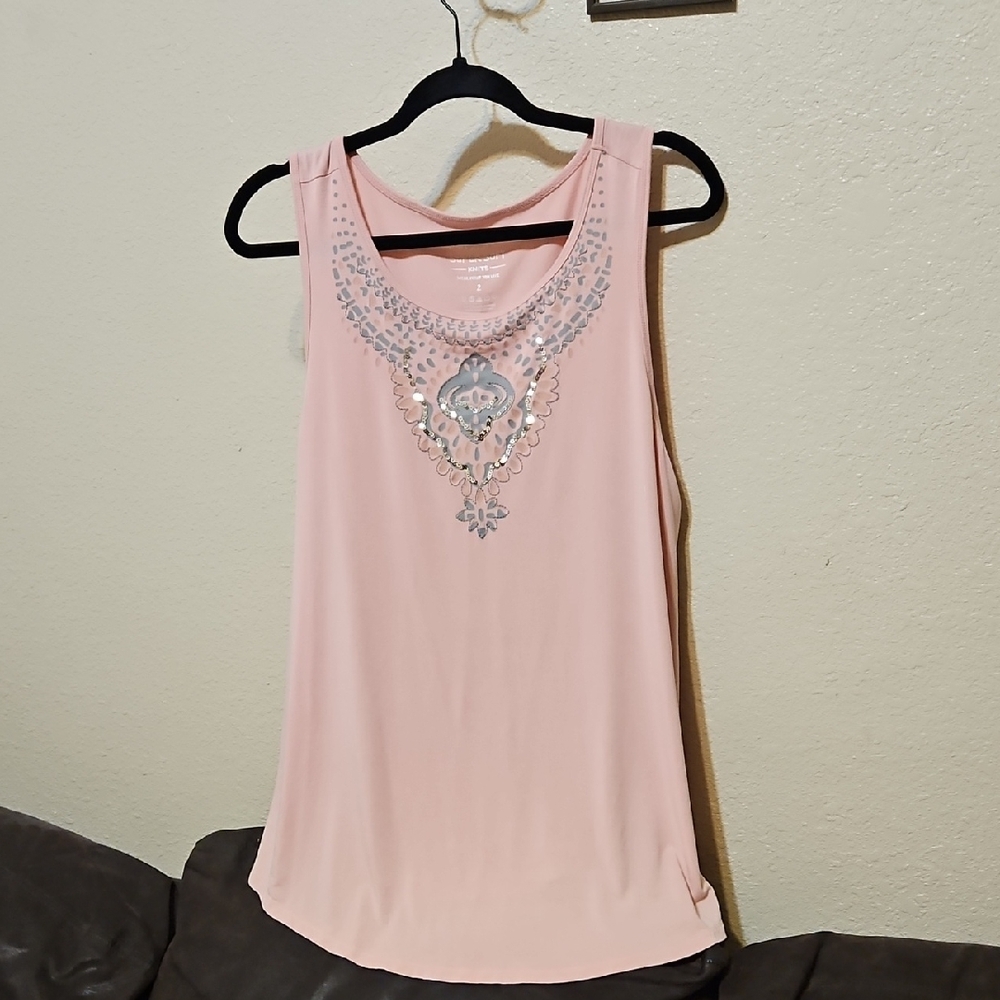 torrid Pink Tank Top with Silver Embellished Neckline